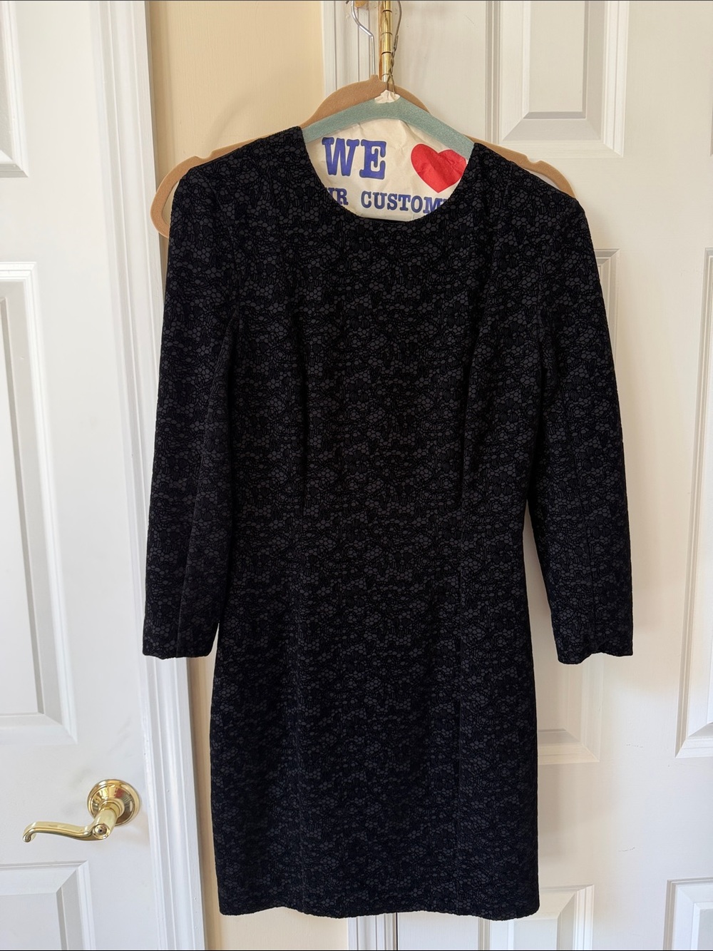 French Connection Black Velvet Patterned Women's Sheath Dress